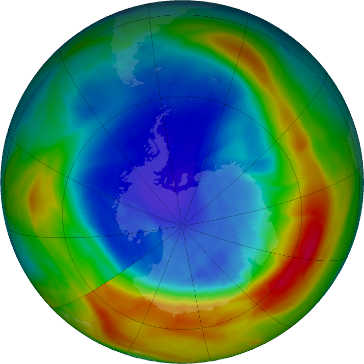 Antarctic ozone map for 05 September 2019